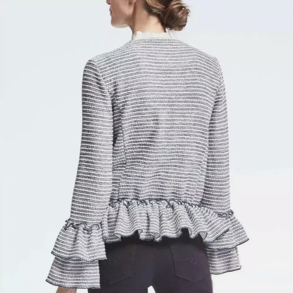NWOT J.Crew Ruffle Sleeve Knit Jacket - Picture 3 of 9